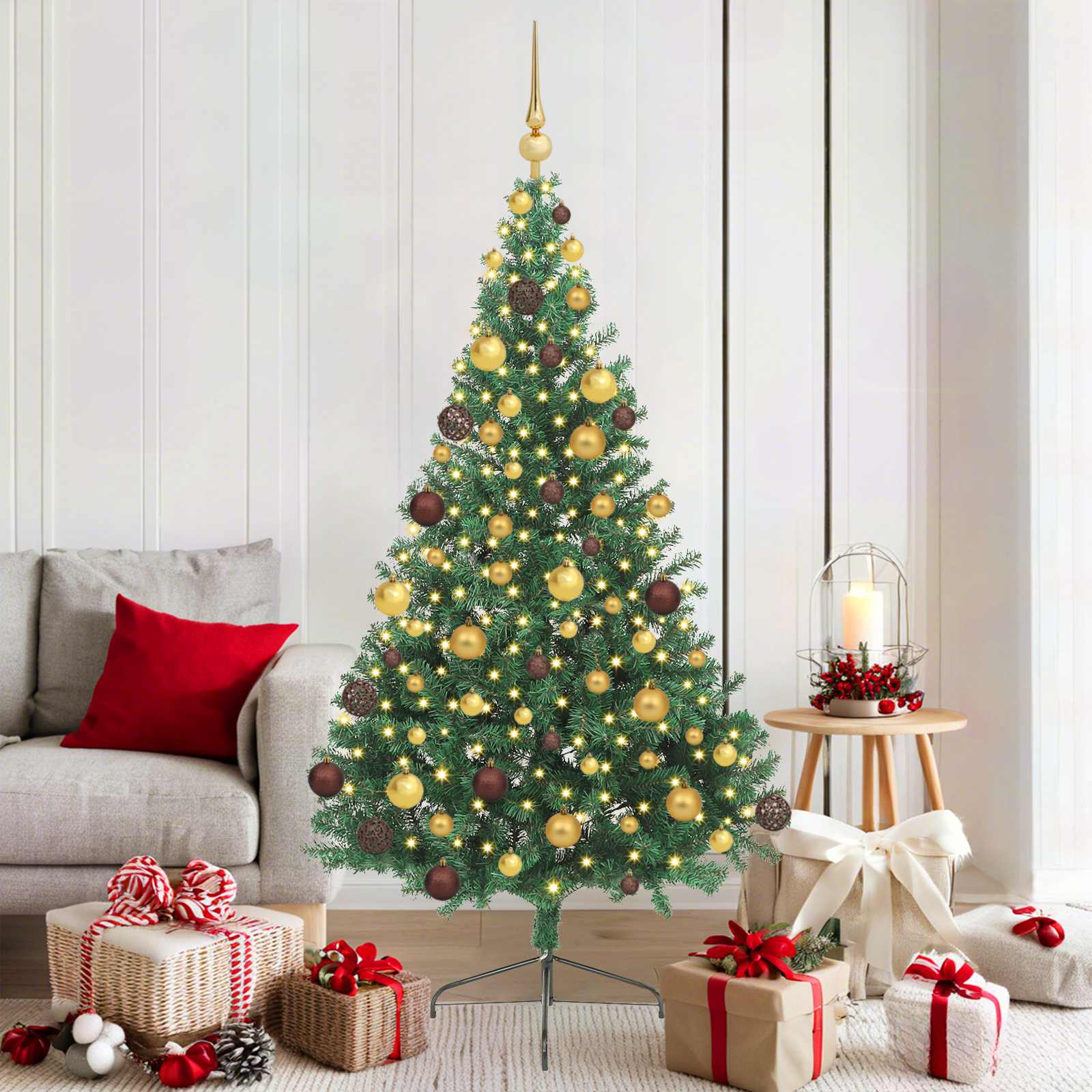 vidaXL Artificial Pre-lit Christmas Tree Green 180 cm PVC 1
