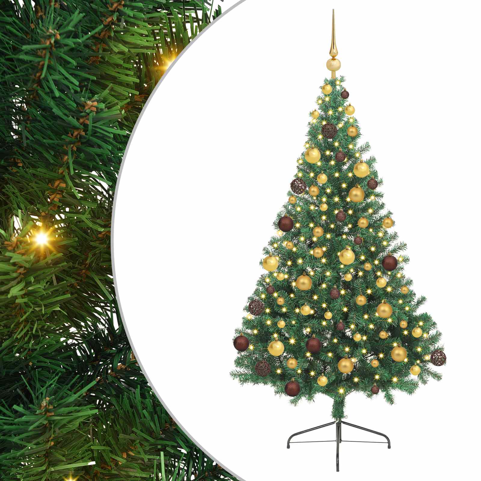 vidaXL Artificial Pre-lit Christmas Tree Green 180 cm PVC 2