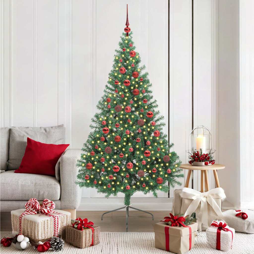 vidaXL Artificial Pre-lit Christmas Tree Green 180 cm PVC 1