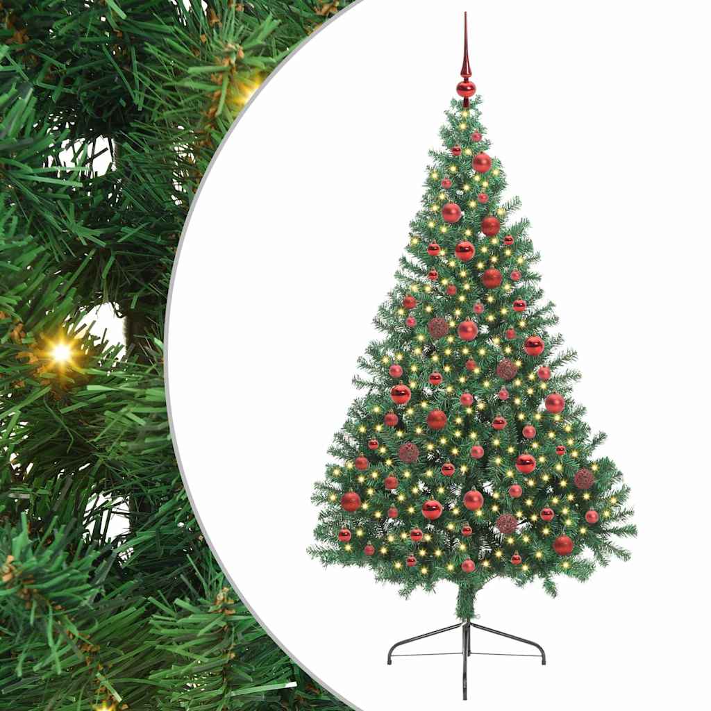 vidaXL Artificial Pre-lit Christmas Tree Green 180 cm PVC 2