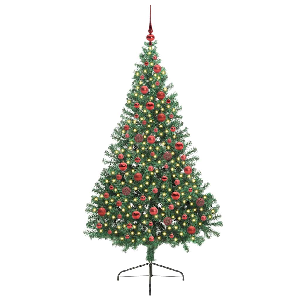vidaXL Artificial Pre-lit Christmas Tree Green 180 cm PVC 3