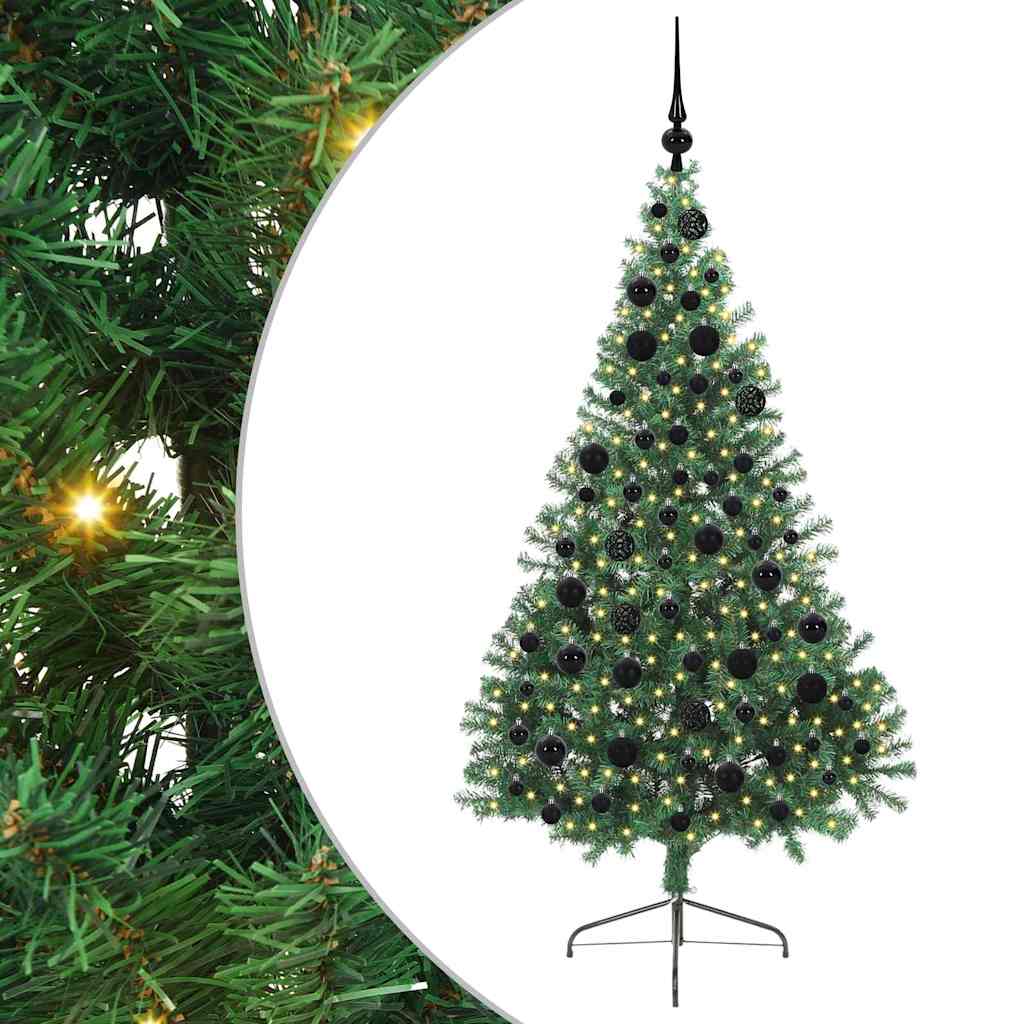 vidaXL Artificial Pre-lit Christmas Tree Green 180 cm PVC 2