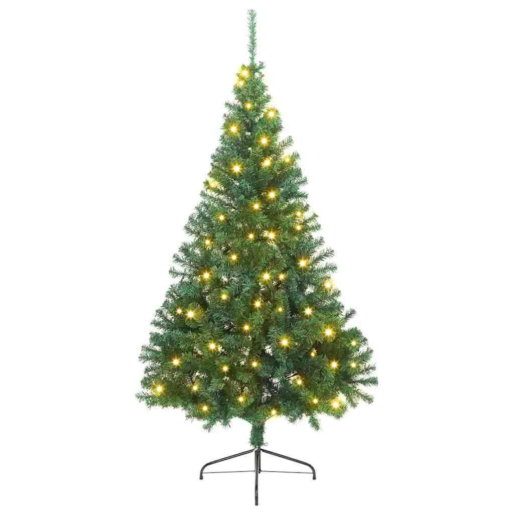 vidaXL Artificial Pre-lit Christmas Tree Green 210 cm PVC 2