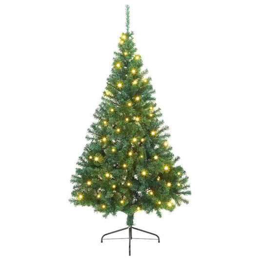 vidaXL Artificial Pre-lit Christmas Tree Green 210 cm PVC 2