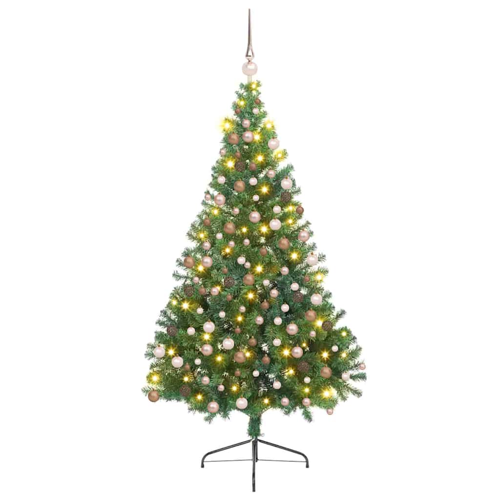 vidaXL Artificial Pre-lit Christmas Tree Green 210 cm PVC 2