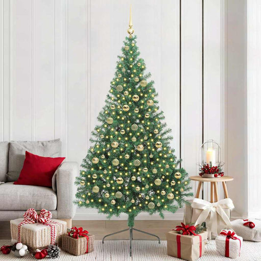 vidaXL Artificial Pre-lit Christmas Tree Green 210 cm PVC 1