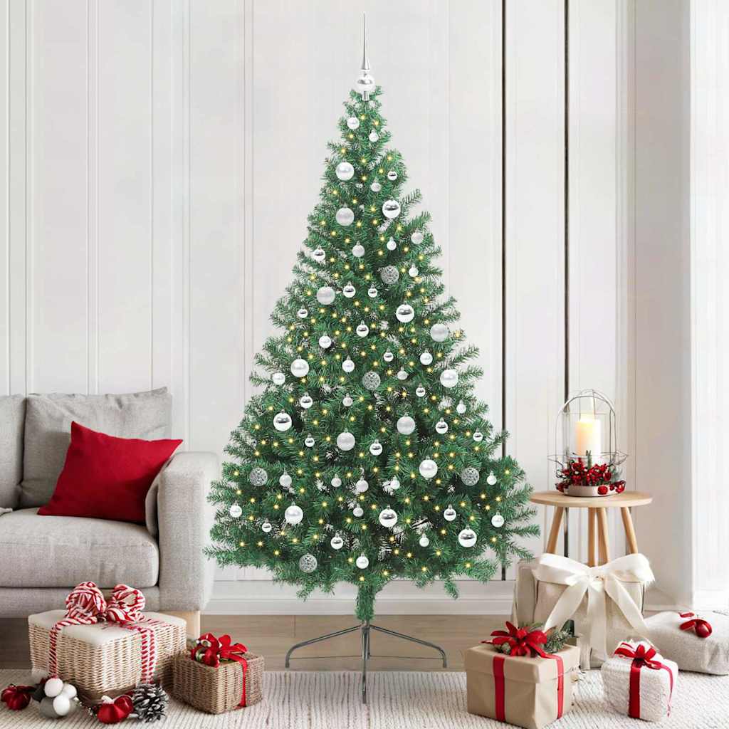 vidaXL Artificial Pre-lit Christmas Tree PVC 210 cm Green
