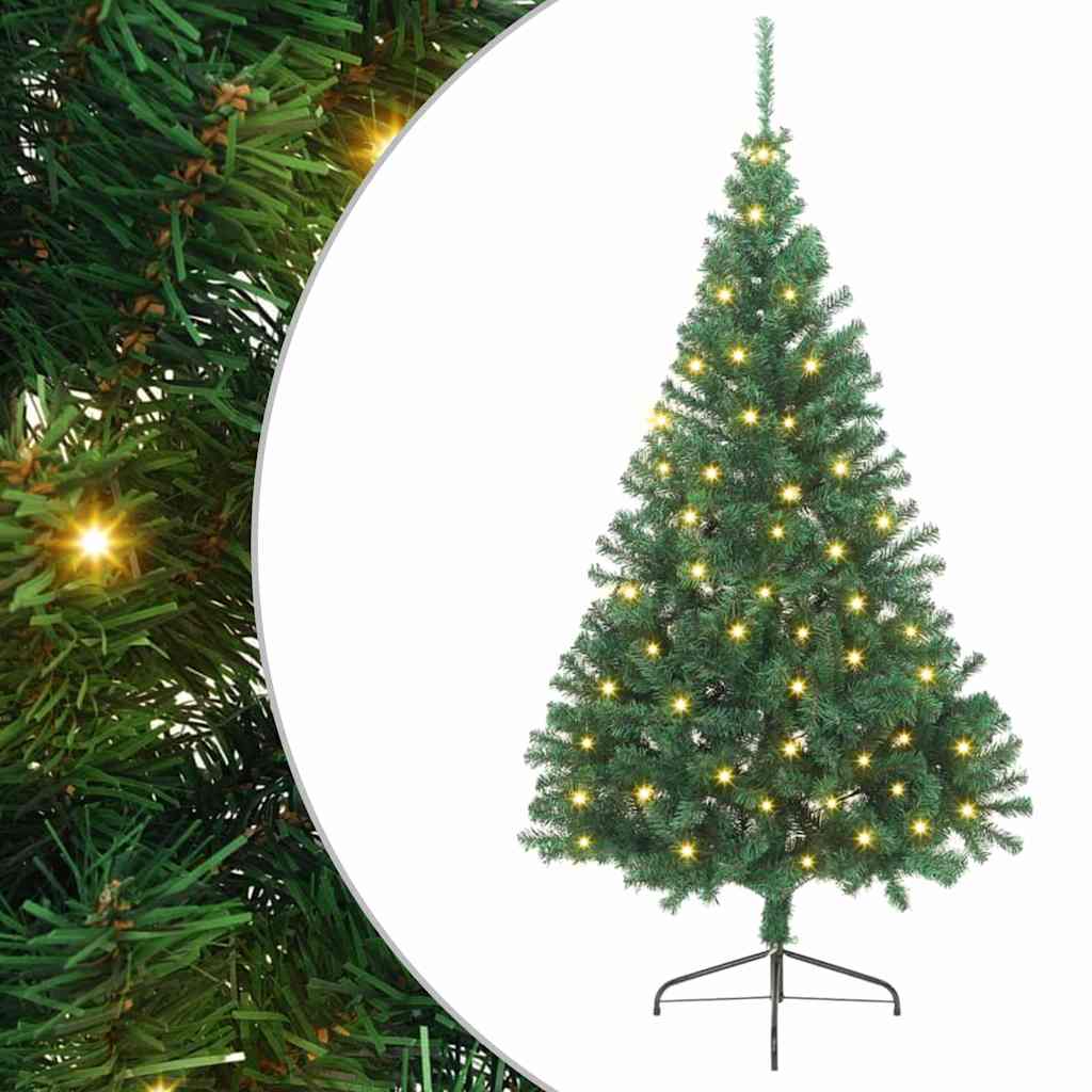 vidaXL Artificial Pre-lit Christmas Tree Green 240 cm PVC 1