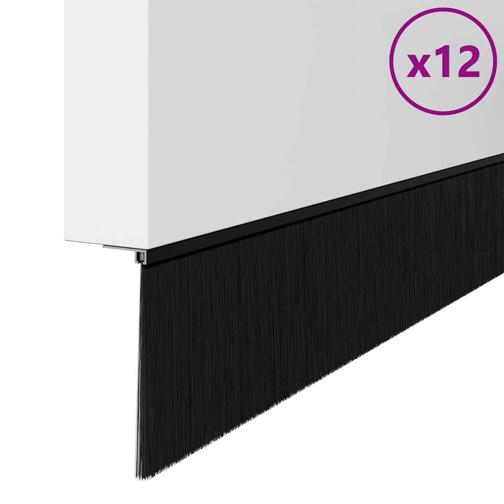 vidaXL Screw-on Door Brush Seals 12 pcs Black 100 cm Aluminium Alloy 2
