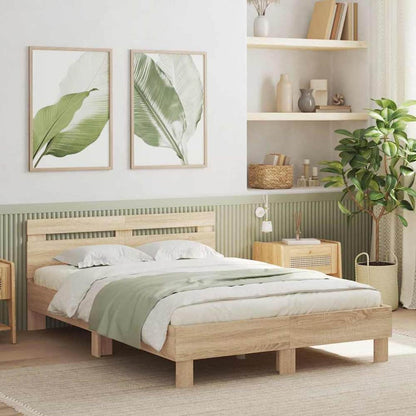 Bed Frame with LED without Mattress Sonoma Oak Full