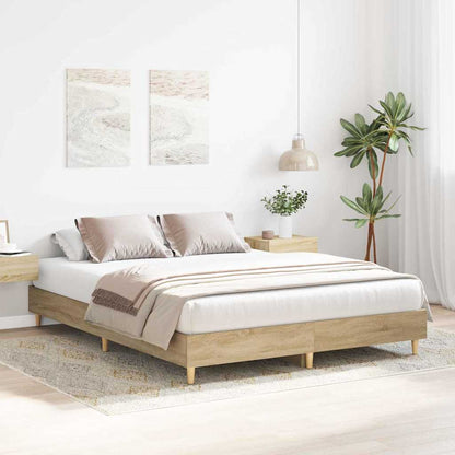vidaXL Bed Frame No Mattress Engineered Wood Sonoma Oak