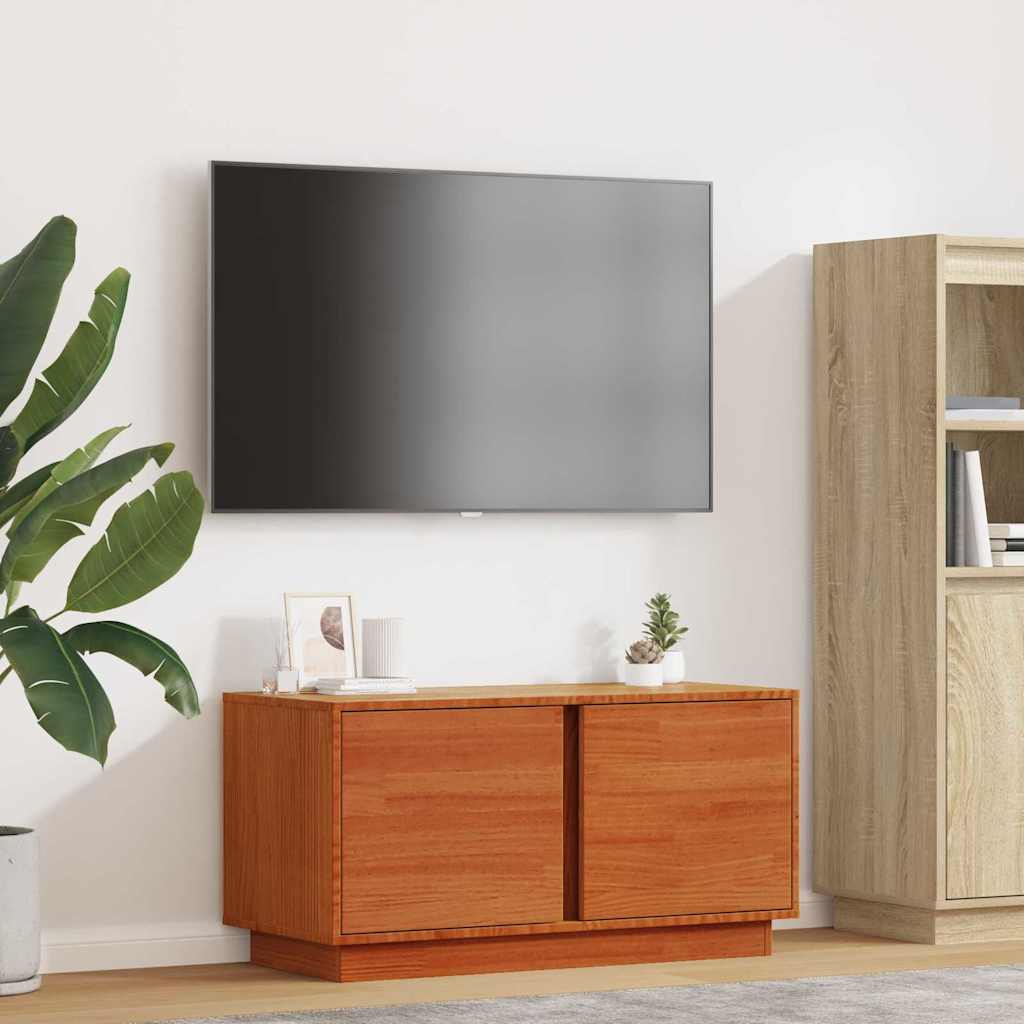 vidaXL TV Cabinet Wax Brown 80 x 35 x 40.5 cm Solid Pine Wood 4