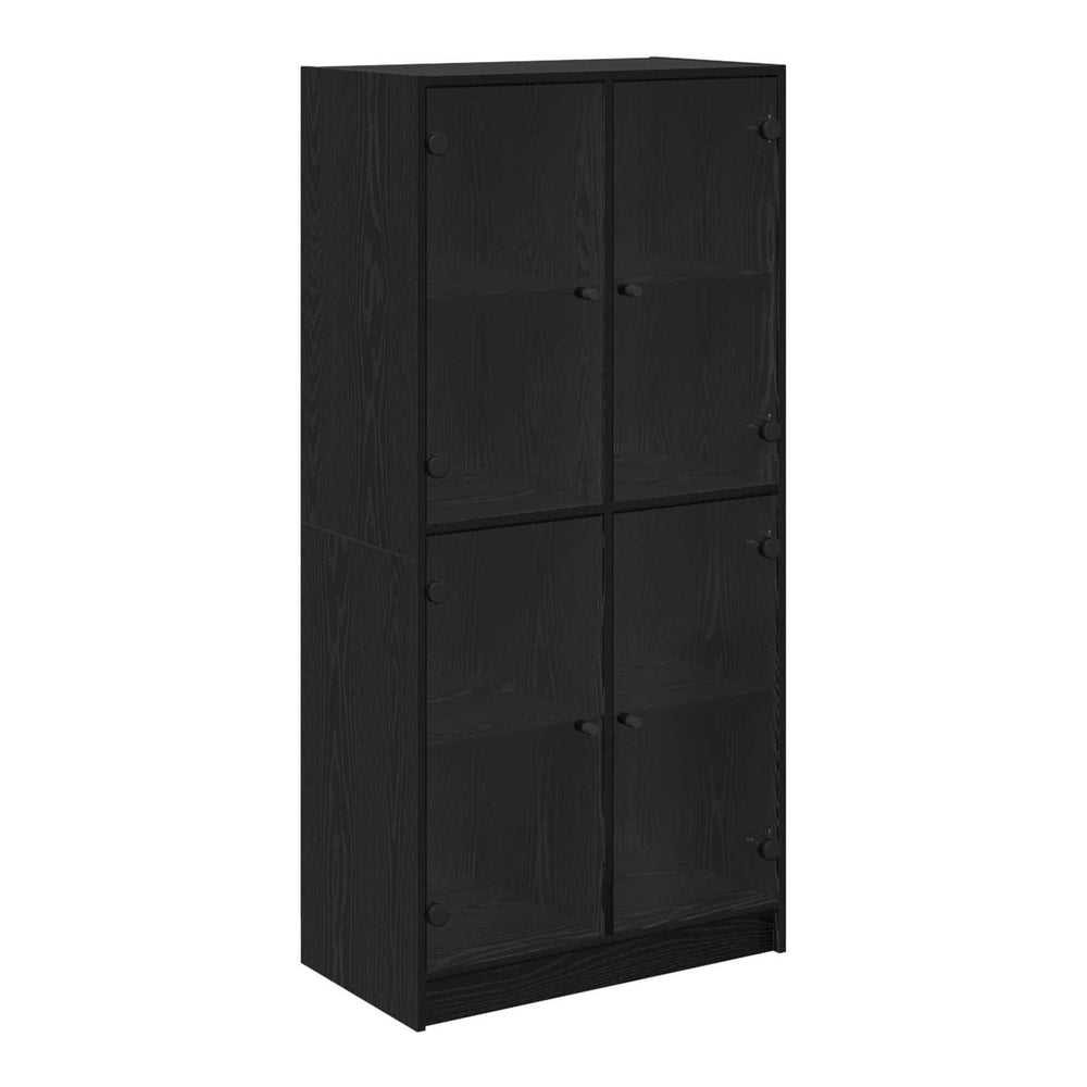 Bookcase with Doors 136x37x142 cm Engineered Wood Black oak 68 cm