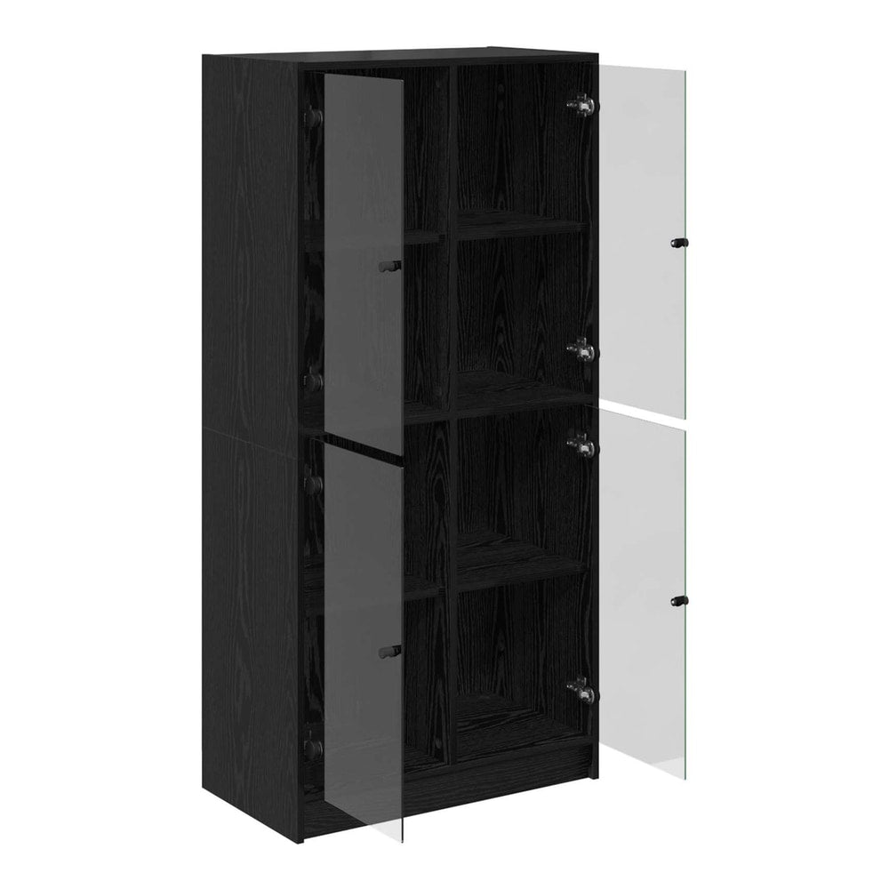 Bookcase with Doors 136x37x142 cm Engineered Wood Black oak 68 cm