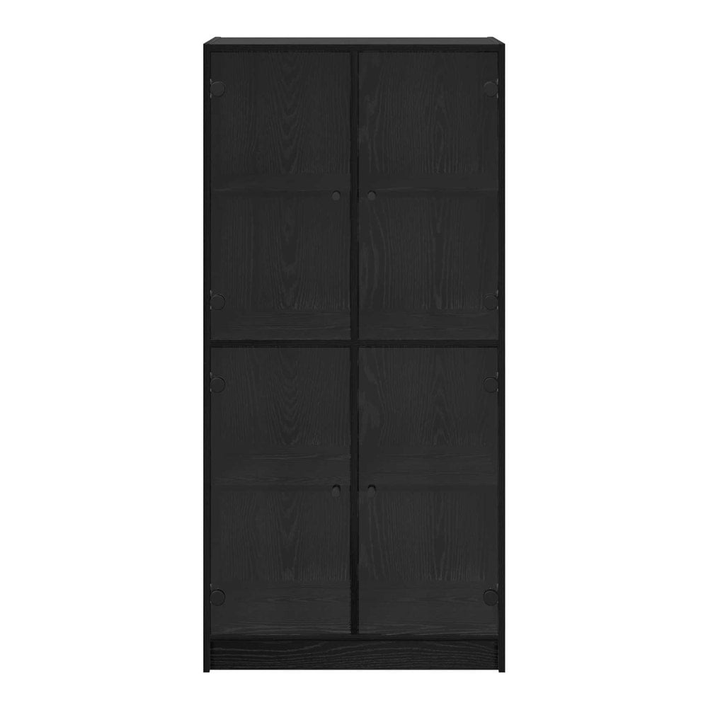 Bookcase with Doors 136x37x142 cm Engineered Wood Black oak 68 cm