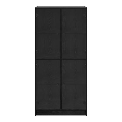 Bookcase with Doors 136x37x142 cm Engineered Wood Black oak 68 cm