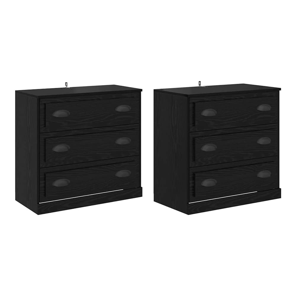 Sideboards 2 pcs Engineered Wood Black oak