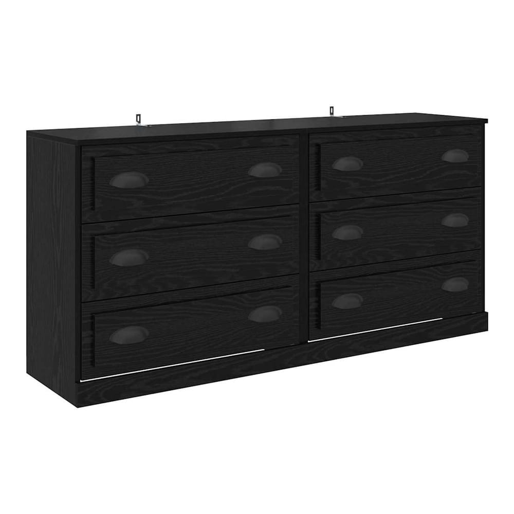 Sideboards 2 pcs Engineered Wood Black oak