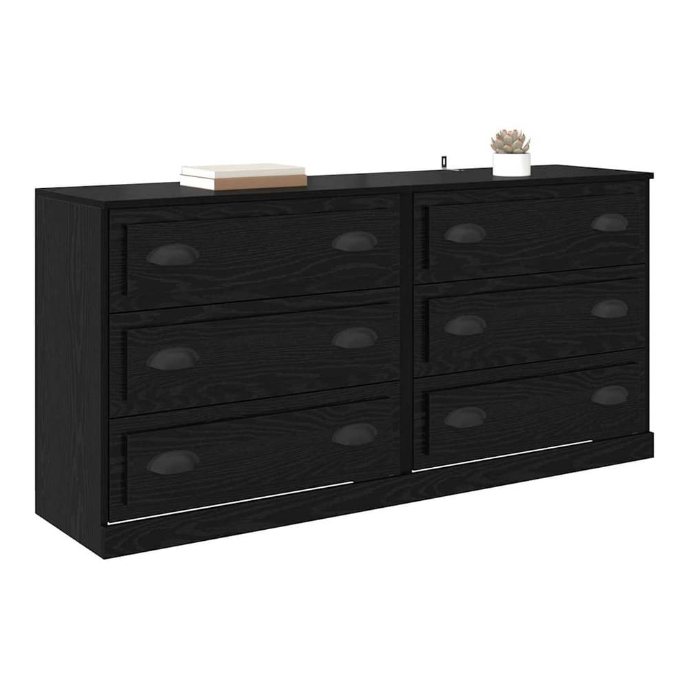 Sideboards 2 pcs Engineered Wood Black oak