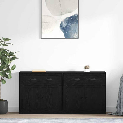 Sideboards 2 pcs Engineered Wood Black oak