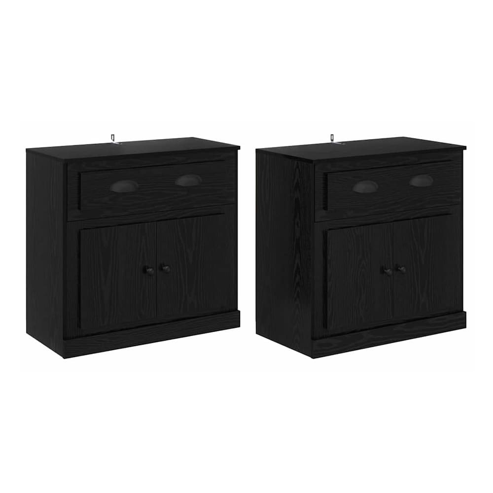 Sideboards 2 pcs Engineered Wood Black oak