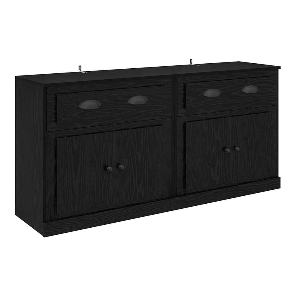 Sideboards 2 pcs Engineered Wood Black oak