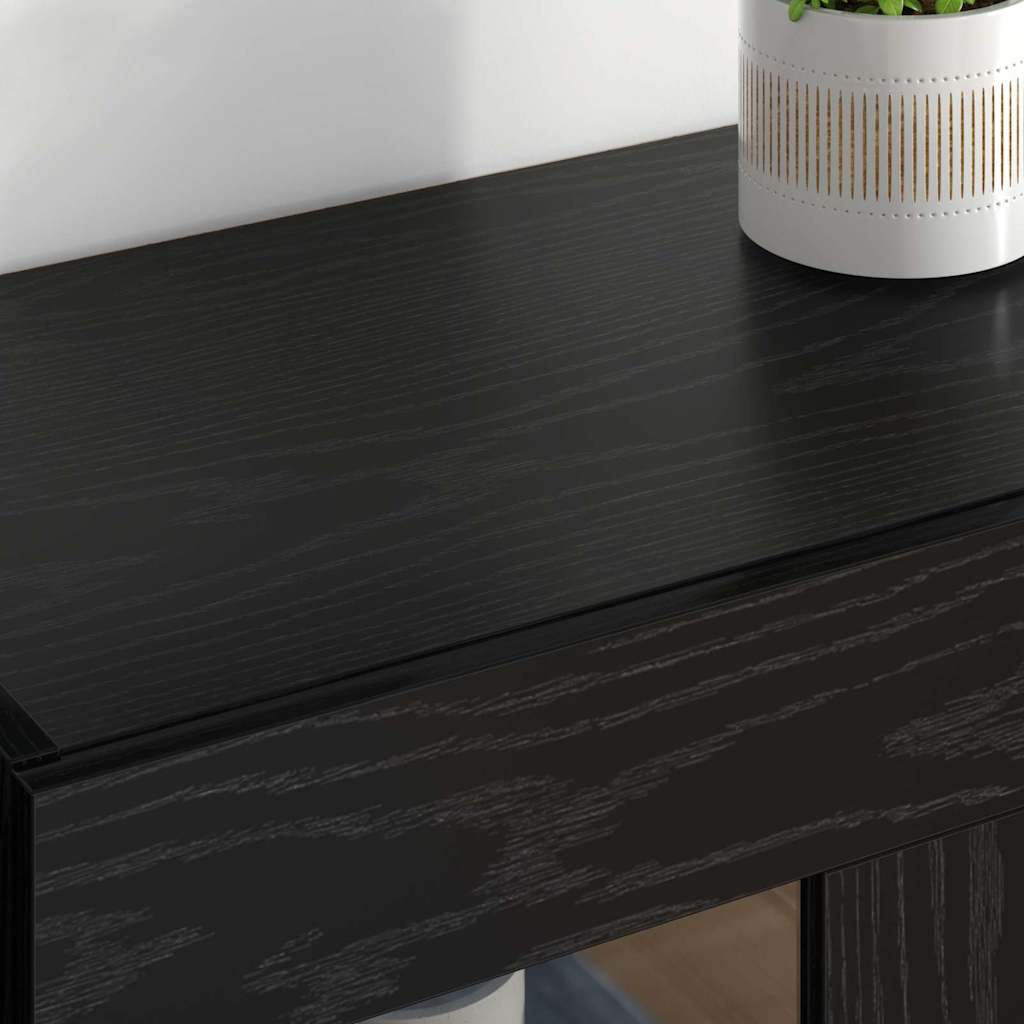 Wall Mounted Cabinets 2 pcs Engineered Wood Leaf Black Black oak