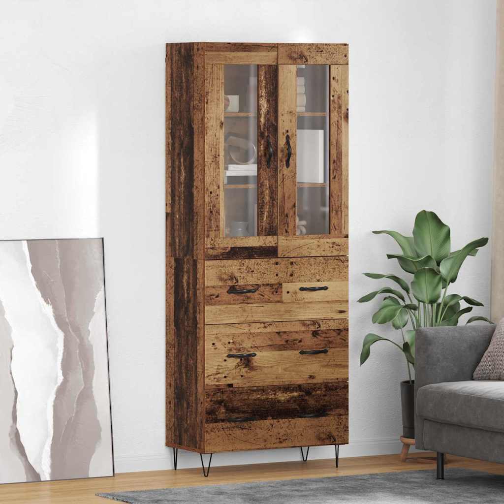 Highboard 69.5x34x180 cm Engineered Wood 3 Drawers Old wood