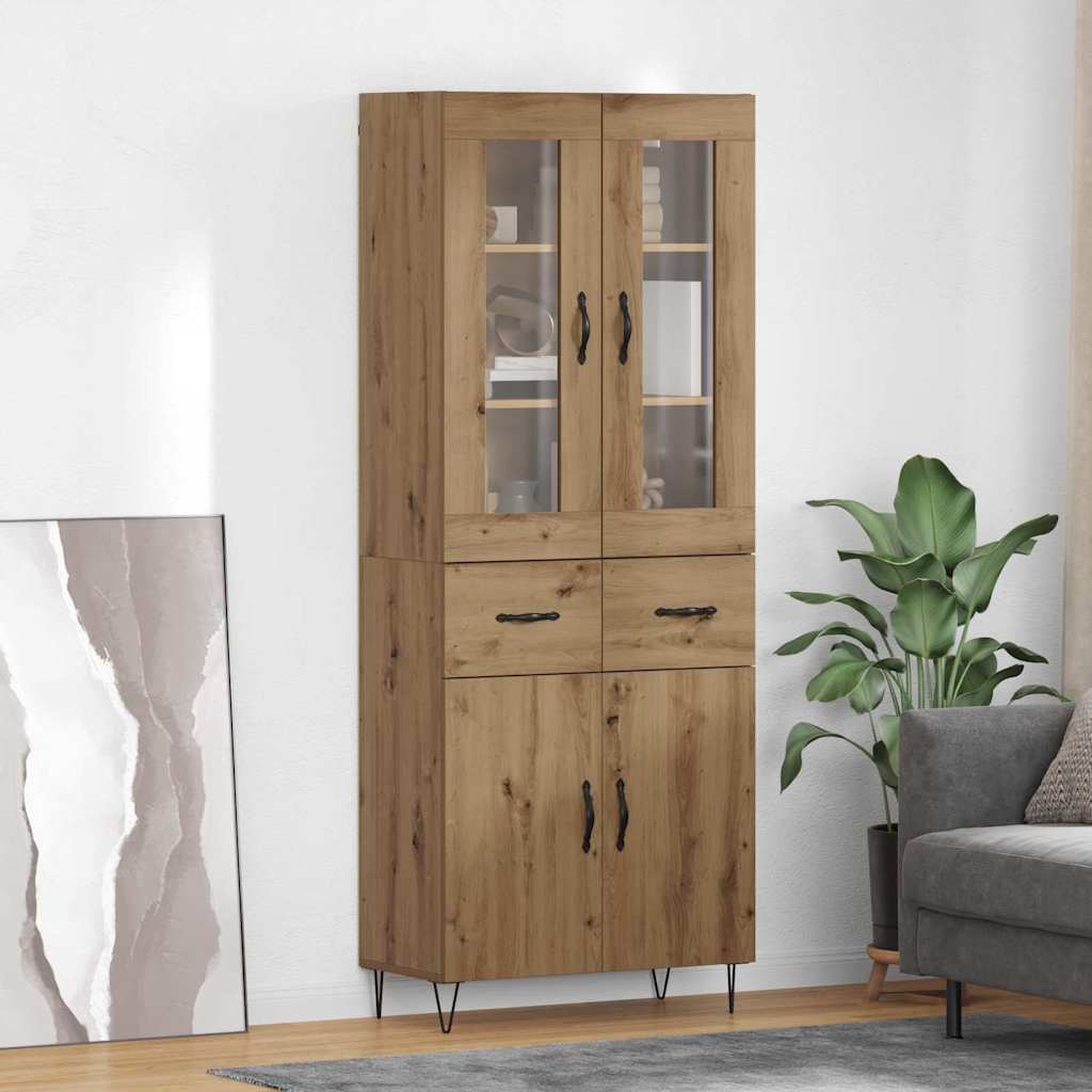Highboard 69.5x34x180 cm Engineered Wood 2 Doors 2 Drawers Artisan oak