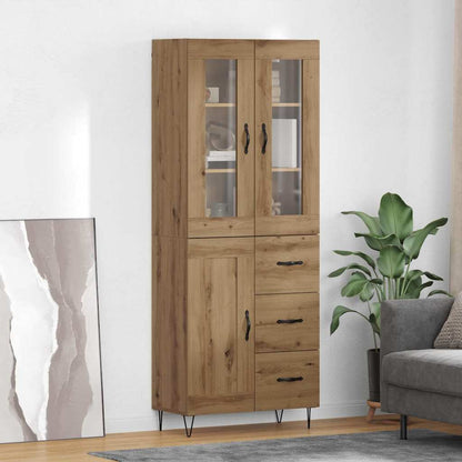 Highboard 69.5x34x180 cm Engineered Wood 1 Wood Door 3 Drawers Artisan oak