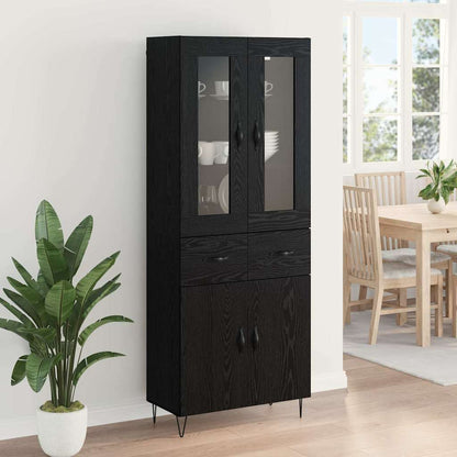 Highboard 69.5x34x180 cm Engineered Wood 2 Doors 2 Drawers Black oak