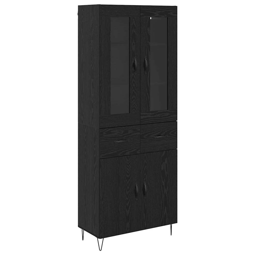 Highboard 69.5x34x180 cm Engineered Wood 2 Doors 2 Drawers Black oak