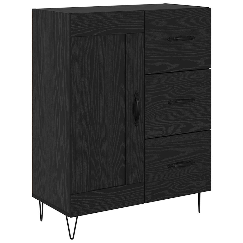 Highboard 69.5x34x180 cm Engineered Wood 1 Wood Door 3 Drawers Black oak