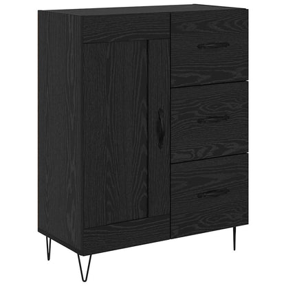 Highboard 69.5x34x180 cm Engineered Wood 1 Wood Door 3 Drawers Black oak