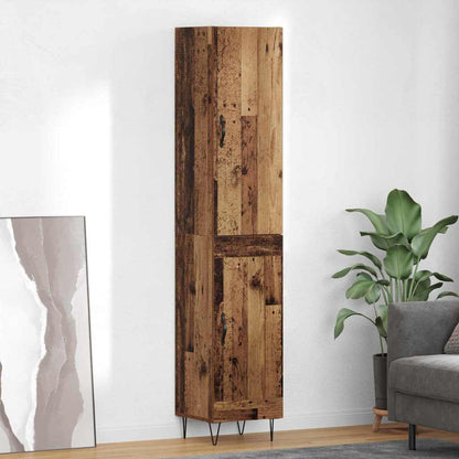 Highboard 34.5x34x180 cm Engineered Wood 1 Wood Door Old wood