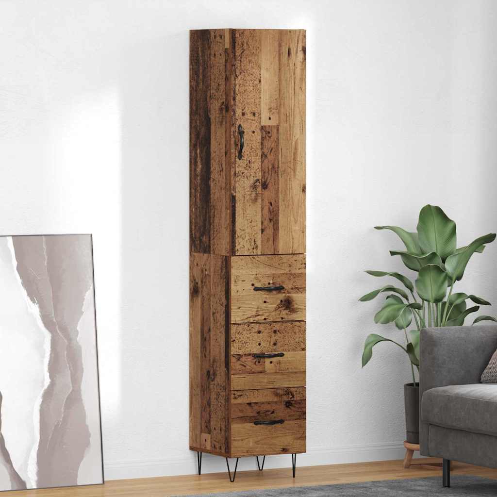 Highboard 34.5x34x180 cm Engineered Wood 3 Drawers Old wood