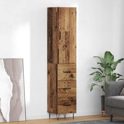 Highboard 34.5x34x180 cm Engineered Wood 3 Drawers Old wood
