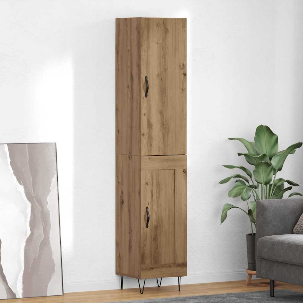 Highboard 34.5x34x180 cm Engineered Wood 1 Wood Door Artisan oak