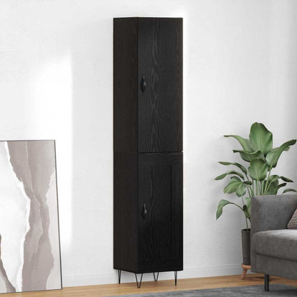 Highboard 34.5x34x180 cm Engineered Wood 1 Wood Door Black oak
