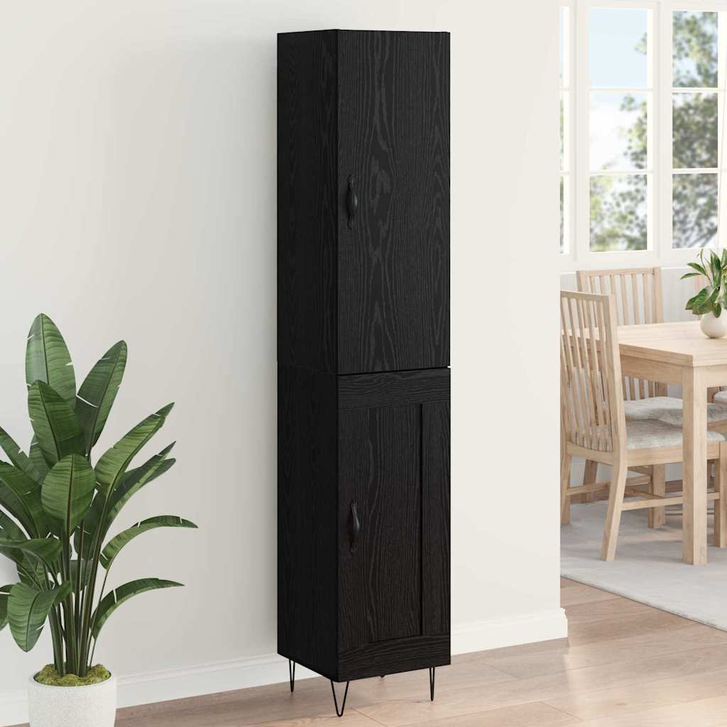 Highboard 34.5x34x180 cm Engineered Wood 1 Wood Door Black oak