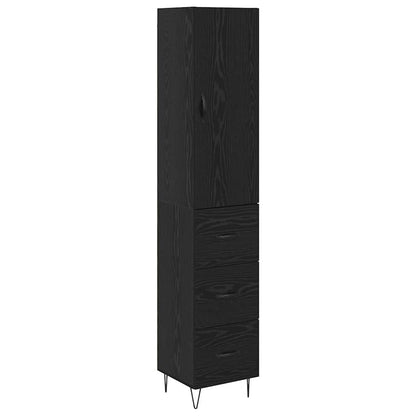 Highboard 34.5x34x180 cm Engineered Wood 3 Drawers Black oak