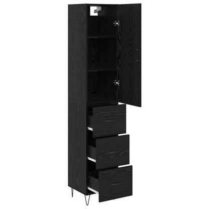Highboard 34.5x34x180 cm Engineered Wood 3 Drawers Black oak