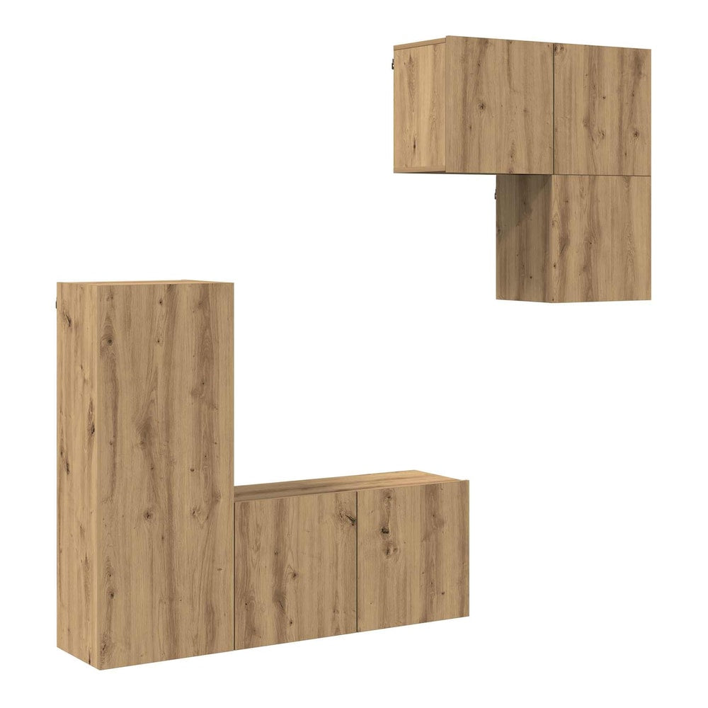 4 Piece TV Wall Units Engineered Wood Artisan oak