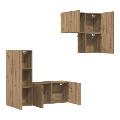 4 Piece TV Wall Units Engineered Wood Artisan oak