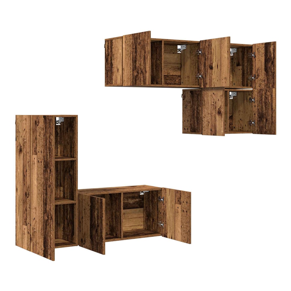 5 Piece TV Wall Units Engineered Wood Old wood