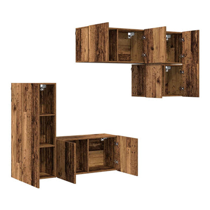 5 Piece TV Wall Units Engineered Wood Old wood