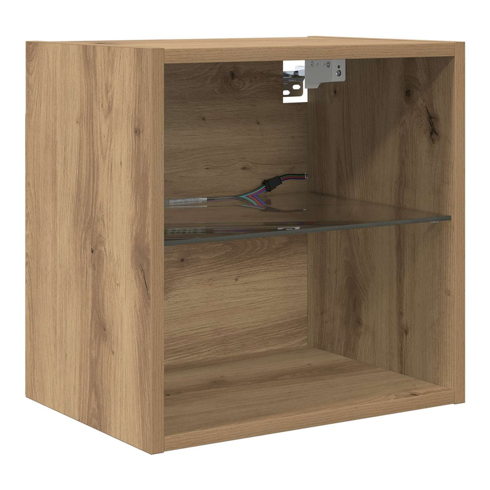 5 Piece TV Wall Units with LED Engineered Wood Artisan oak