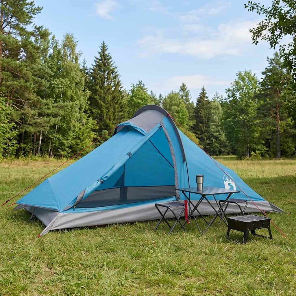 vidaXL Backpacking Tent 4-Person Blue 185T Polyester with PU Coating 1