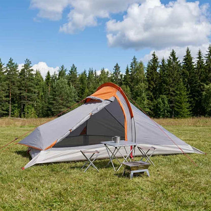 vidaXL Backpacking Tent 4-Person Grey and Orange 1