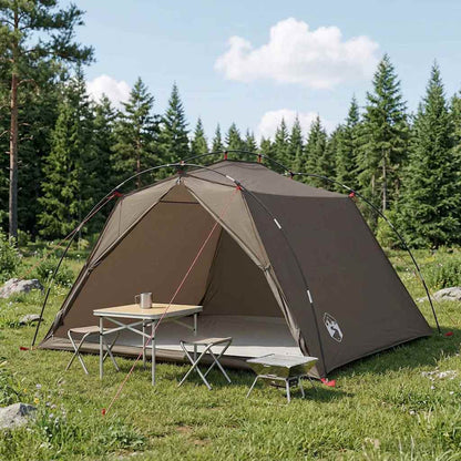 vidaXL Tunnel Tent 4-Person Brown and Grey 1